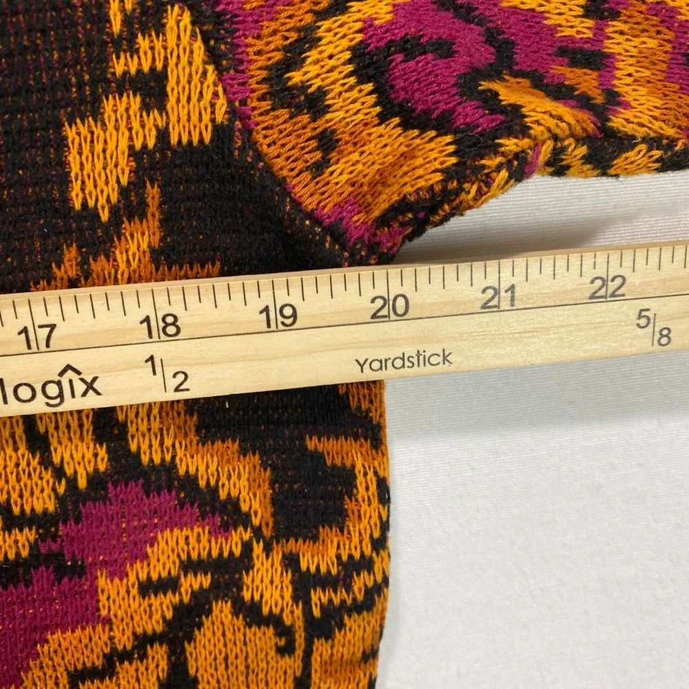 VTG IB Diffusion Floral Knit Sweater Orange Pink Black Women's Size P Fall Winte